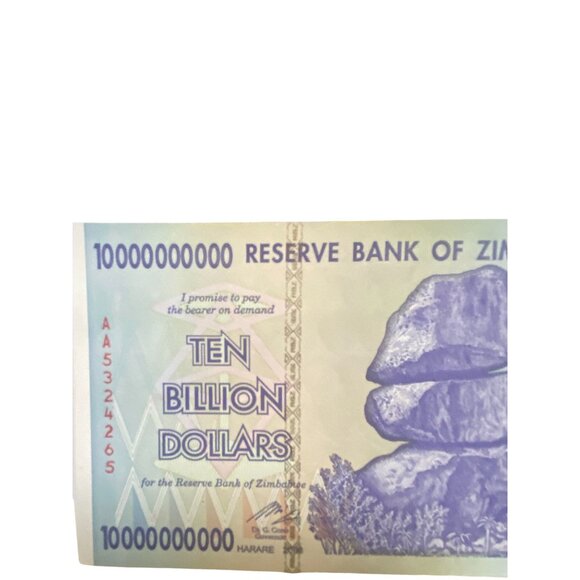 Zimbabwe 10 Billion Dollar Banknote 2008 Series 10000000000 Reserve Currency Col - Picture 2 of 8